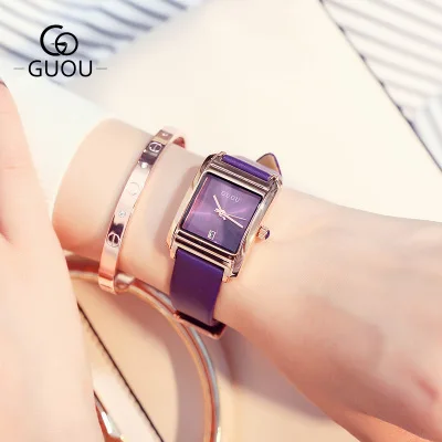 

New famous brand Fashion simple Watches Women temperament Ladies quartz watch Square dial Clock Female Genuine Leather Watches