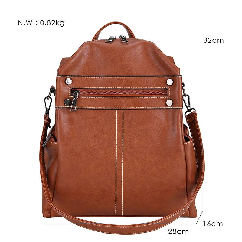 Fashion Women Rivet Backpack Pu Leather Female Backpacks School Backpack For Teenage Girls Female single shoulder bags Mochila (2)