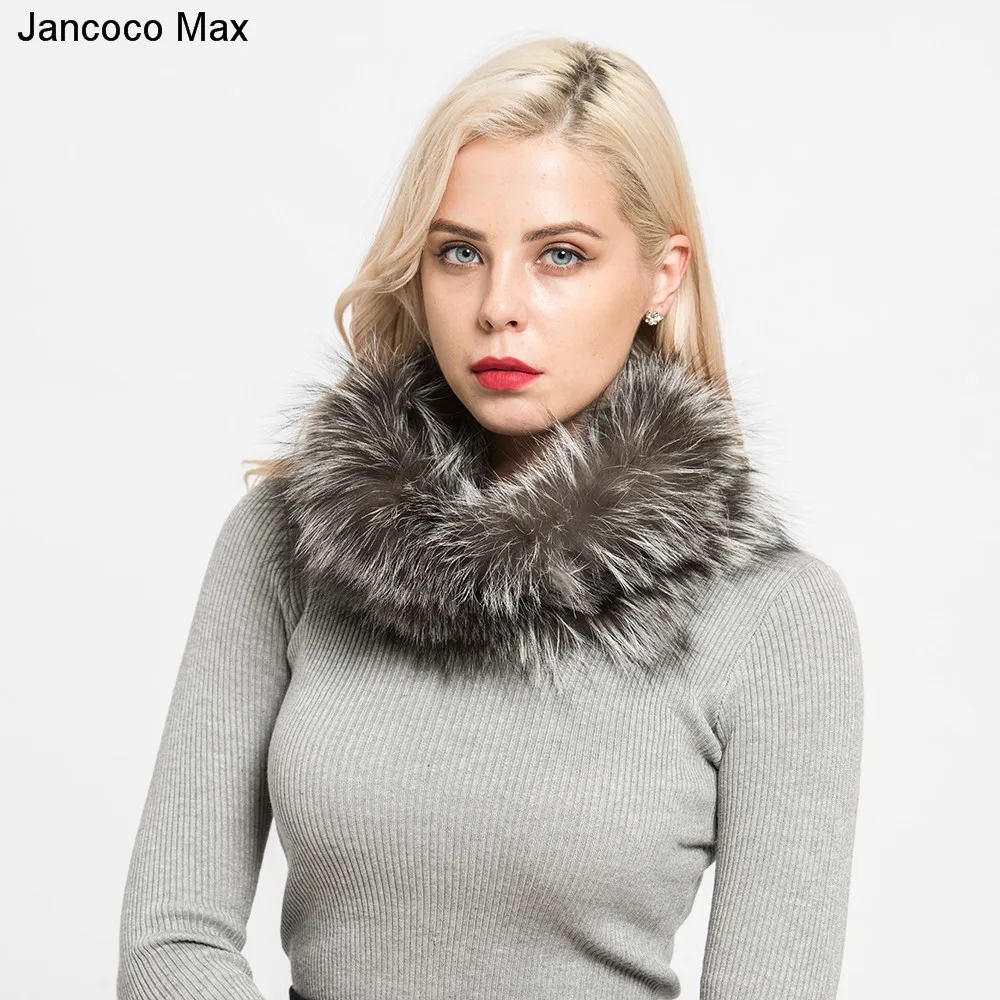 Jancoco Max, новинка, настоящий Лисий мех, шарфы, зимние, толстые, теплые, высокое качество, шаль, натуральный мех, глушитель, S7120