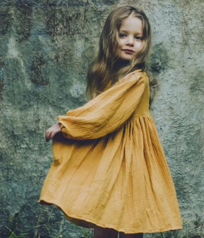 Ins/ осеннее платье для девочек в европейском и американском стиле повседневное льняное платье для маленьких девочек одежда принцессы для девочек