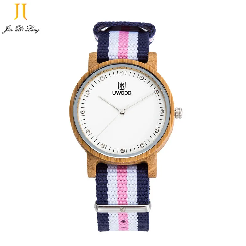 

Stylish New Fashion Women's watch Vintage Korea Watch Nylon Wooden Quartz Watches For Women Best Gifts Feminino Relogio Clock