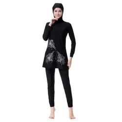 * Полное покрытие 3XL комплекты для мусульман Цветочный принт исламский купальный костюм Для женщин девочек Купальники Модест исламическое