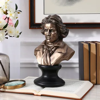 

Ludwig Van Beethoven Bust Statue Resin+Copper Craftwork American Music Office Hotel Living Room Decoration Marry Gift L1765