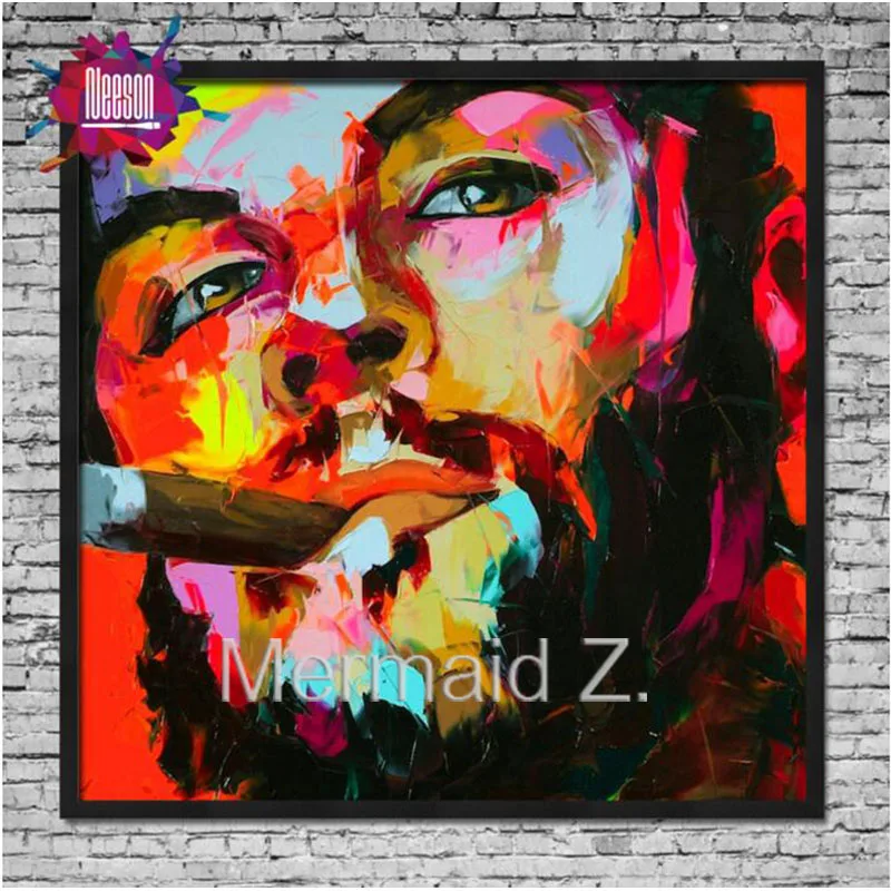 Hand painted Nielly Francoise Ernesto Guevara popular art Palette knife painting portrait abstract Oil painting Impasto figure Hand painted Nielly Francoise Ernesto Guevara popular art Palette knife painting portrait abstract Oil painting Impasto figure