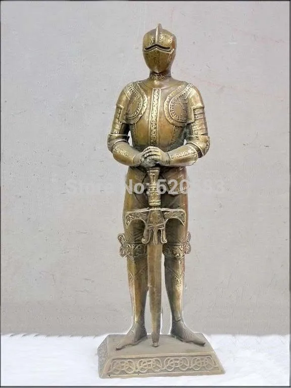 

14.5"Western ART Bronze Sculpture Roman Armor mask bravest of the Greeks