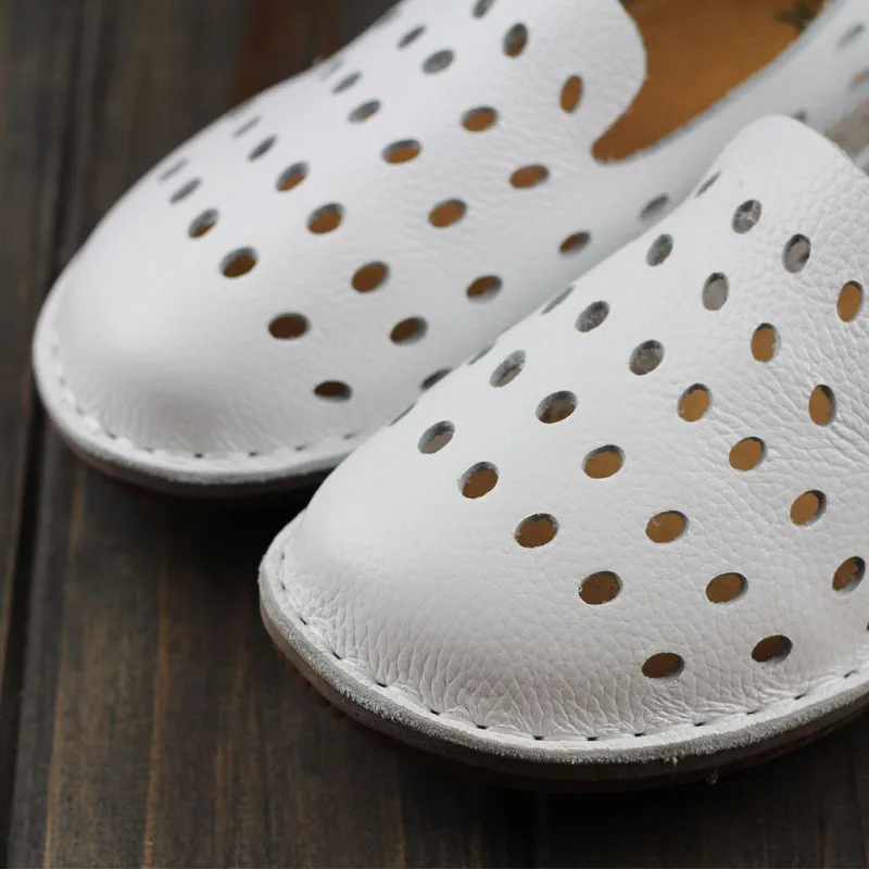 Chaussures À Casual Faites De 1957 Dames Sur En Slip Plaine Plat Véritable La Appartements Cuir Main Femmes Toe 3 Femme BaBrw5q