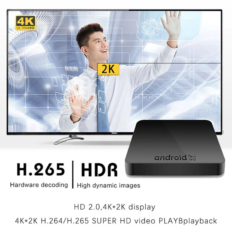 ТВ приставка AX7 Android TV 7 1 Голосовое управление 2 Гб 16 четырехъядерный процессор