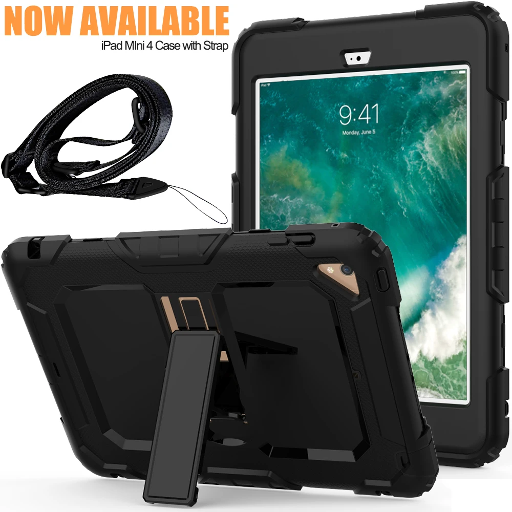 

For iPad mini 1 2 3 Silicone Case Cover For iPad Mini 3 Shockproof Capa Fundas For iPad Mini 3 Stand Detachable Strap Coque