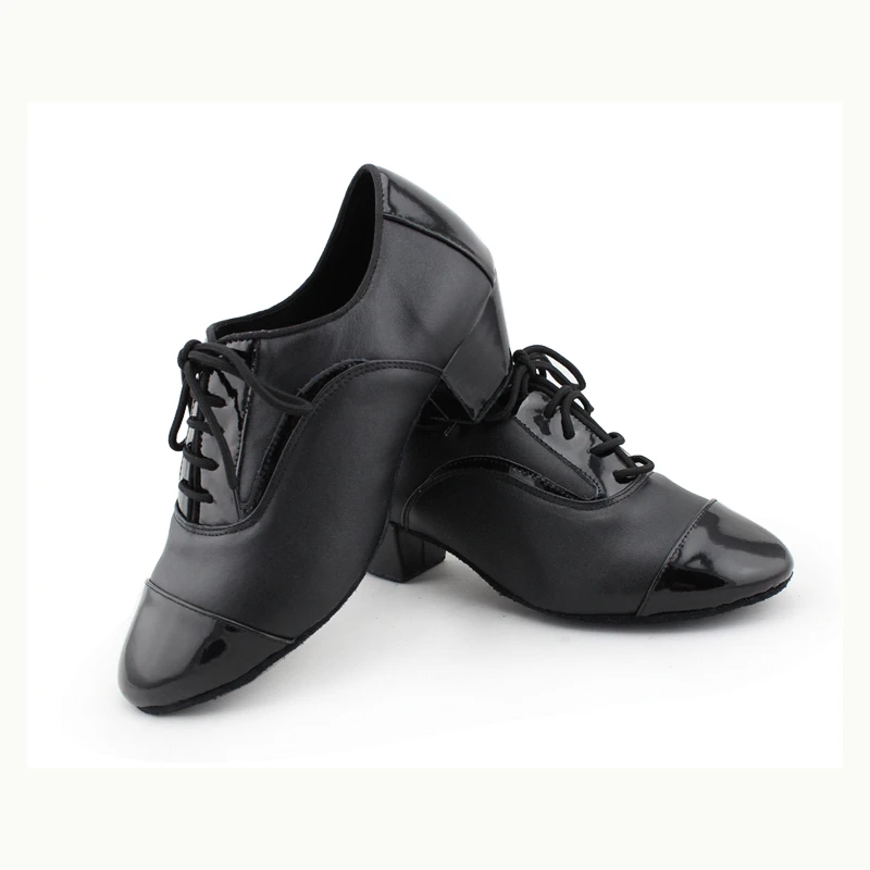 Черные мужские латинский бальный танец из натуральной кожи, туфли на каблуке 4 см, мужские Танго, современные стандартные танцевальные туфли, мягкая подошва VA15 1903