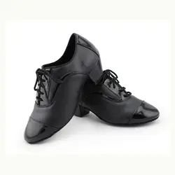 Черный из натуральной кожи Для мужчин Латинской Бальные Обувь для танцев каблук 4 см мужской Танго современный Стандартный Обувь для