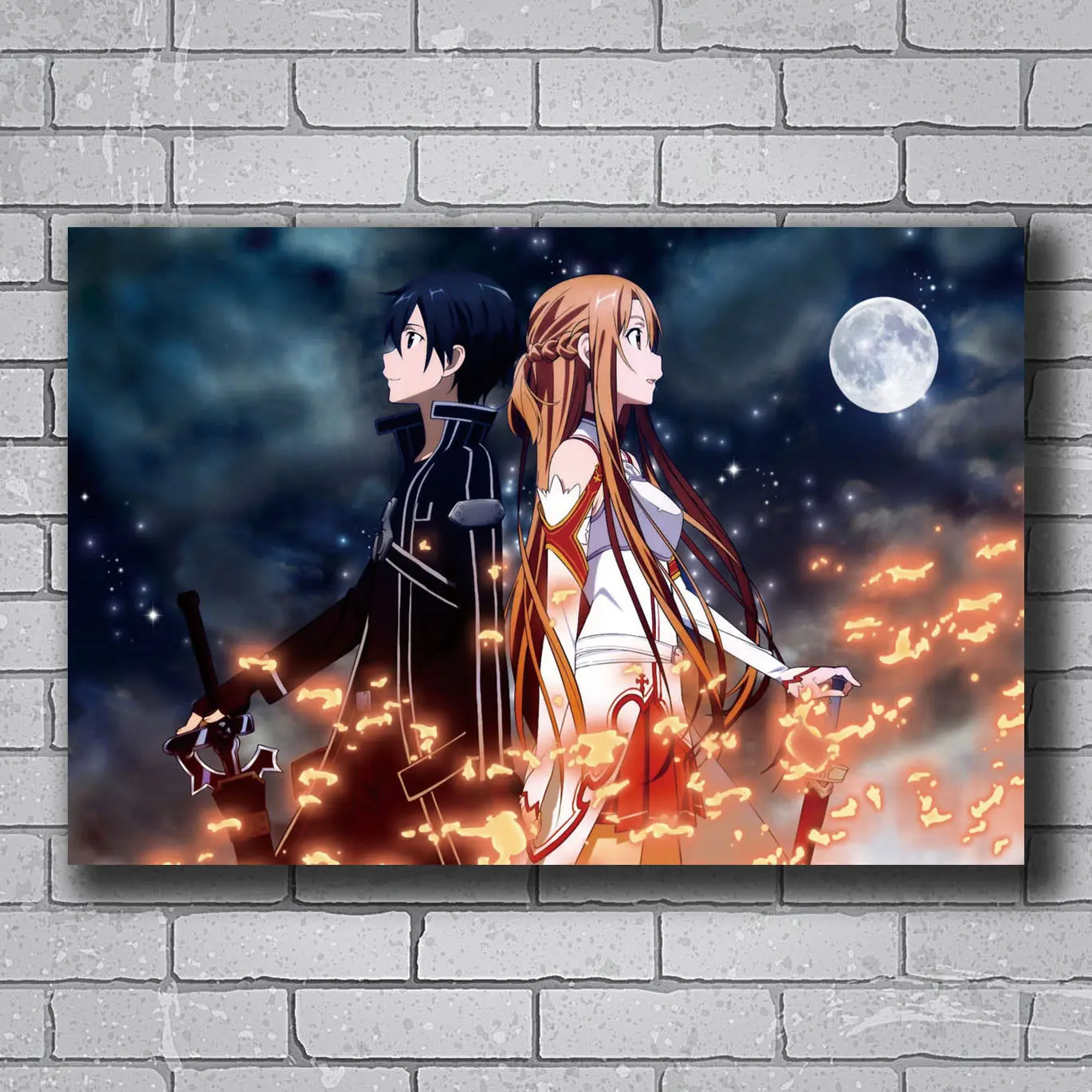 

Q0339 Posters and Prints Sword Online SAO ALO Fighting Blood Japan Anime Hot Art Poster Canvas Painting Home Decor