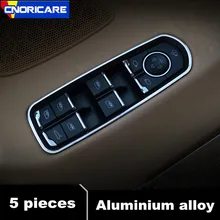 CNORICARC 5 pcs In lega di Alluminio della Finestra di Automobile Di Vetro Ascensore Bottoni telaio copertura decorazione assetto per Porsche Panamera Cayenne Macan