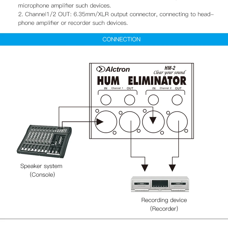 Alctron HM-2 hum eliminator для снижения шума для профессиональной студии записи, живой сцены, концерта таких случаев