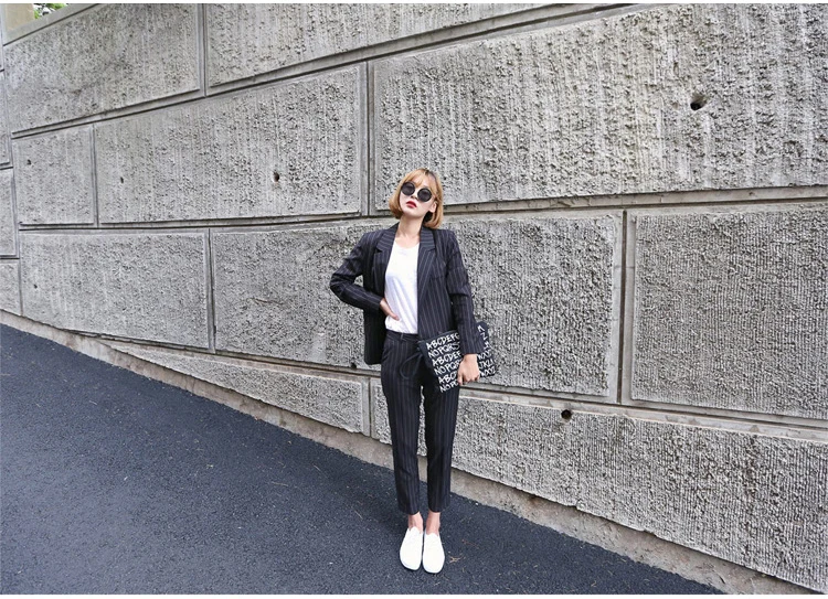 women's business suit2017 new style British retro fashion casual striped ladies suit office lady professional two - piece sets women's business suit2017 new style British retro fashion casual striped ladies suit office lady professional two - piece sets