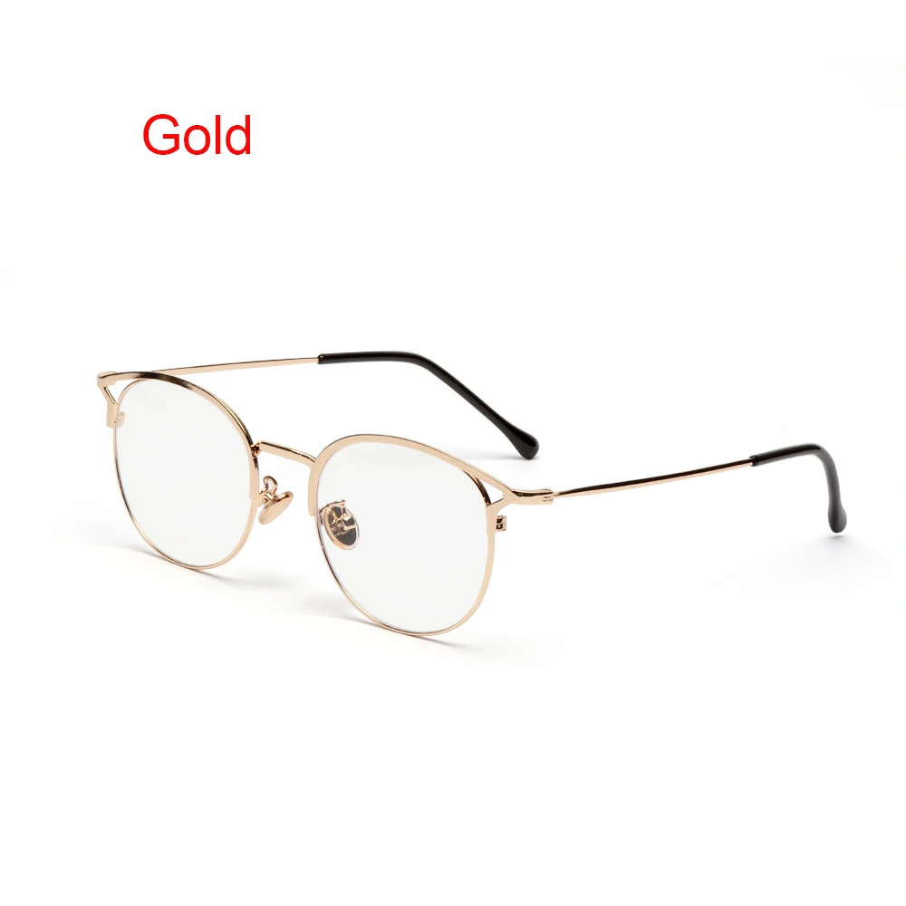 Роскошные брендовые винтажные Ретро очки с металлической оправой, прозрачные линзы, очки в духе гиков, компьютерные очки, прозрачные круглые очки унисекс - Цвет оправы: gold