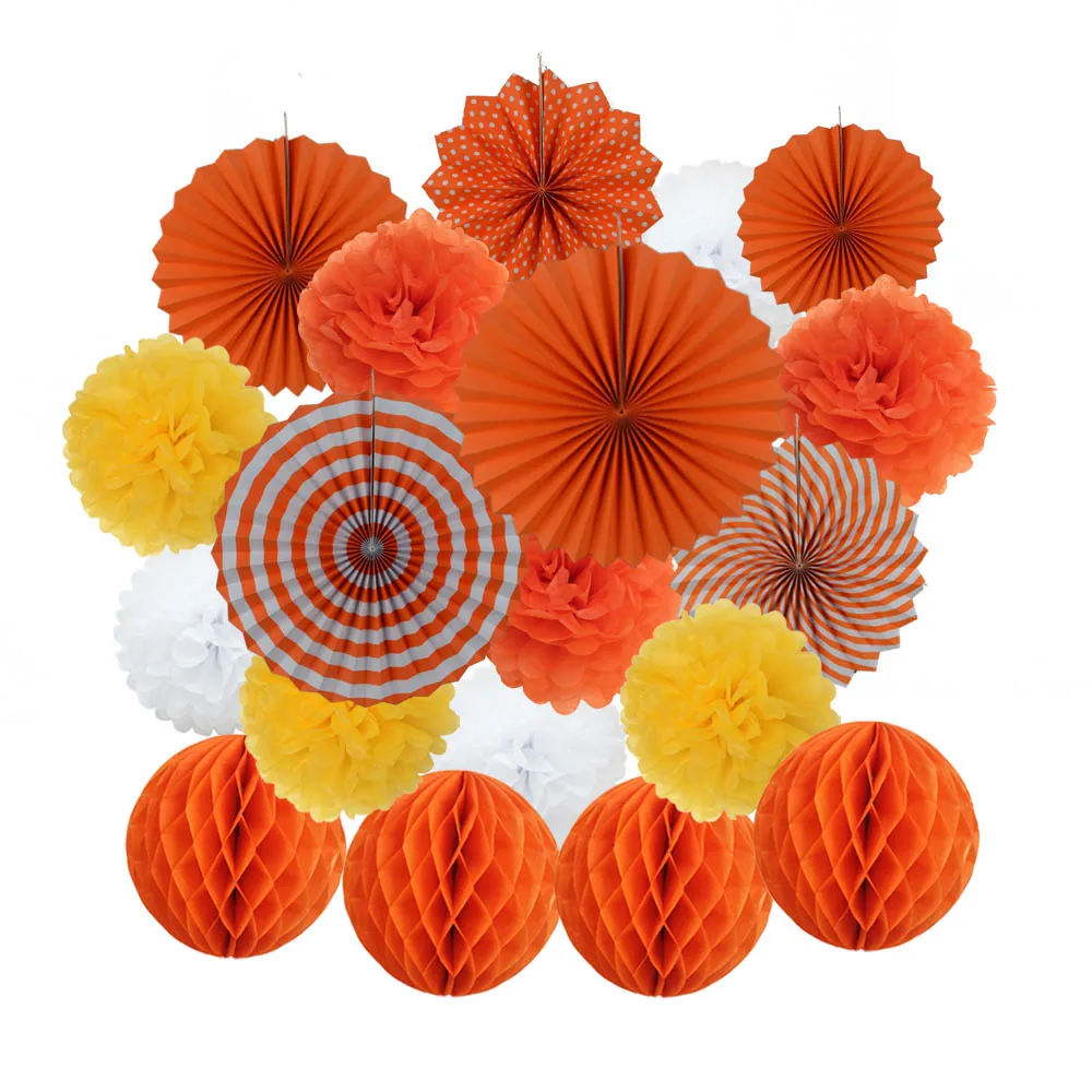 

Wedding Party Decoration 8" 10" 12" 16" Mixed Size Orange/Purple/Pink Set Hanging Paper Crafts Ornaments Baby Baptism Decor
