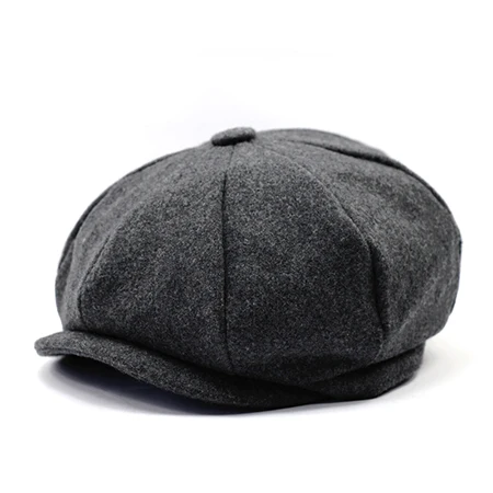 Dark gray Новые зимние шапки для мужчин и женщин восьмиугольная кепка украшение из шерсти кепка бейсболка от солнца козырек Кепка с металлической буквой Touca черная Повседневная - Цвет: Dark gray
