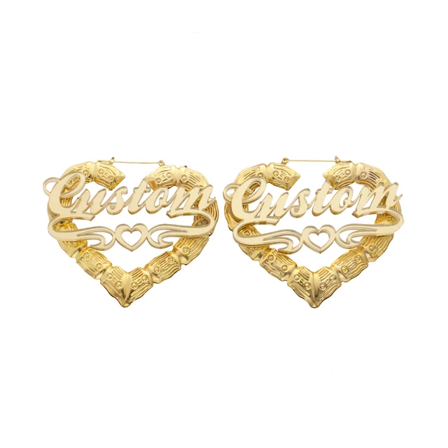 Acrylic Laser Cut Personalised Custom Design Heart Bamboo Earrings Acrylic Laser Cut Personalised Custom Design Heart Bamboo Earrings