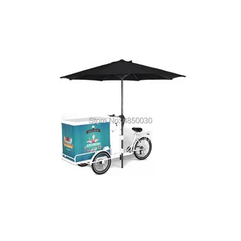 

Free shipping by sea CFR Stainless steel Electric Three wheels small ice cream food van bike tricycle cart freezer