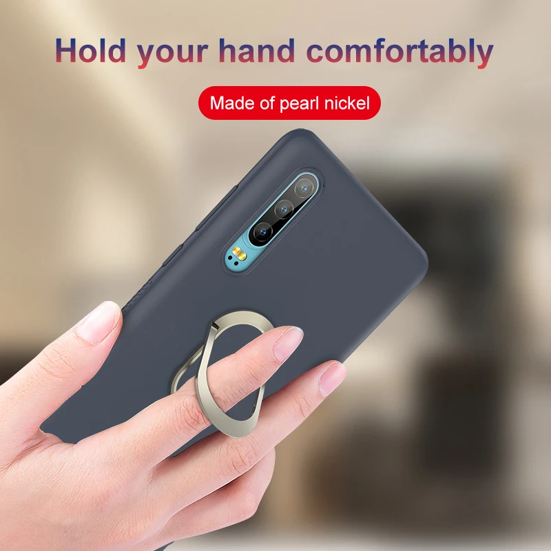 With Finger Ring For Huawei P30 Mate20 Pro 20X Soft Slim TPU Plain Case Anti Slip Luxury Brand Silicone For Huawei P30Pro Case