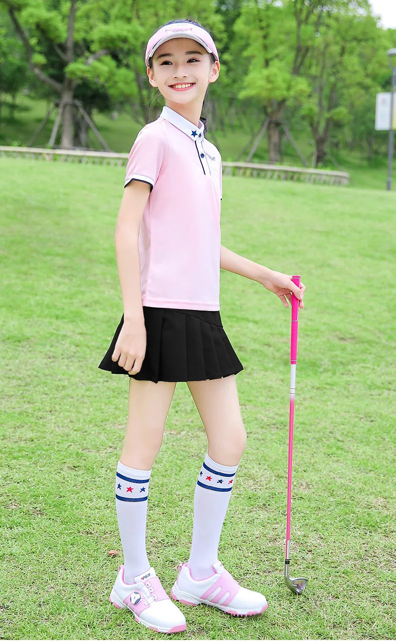 PGM летняя детская одежда для гольфа футболка с короткими рукавами для девочек Удобная плиссированная юбка