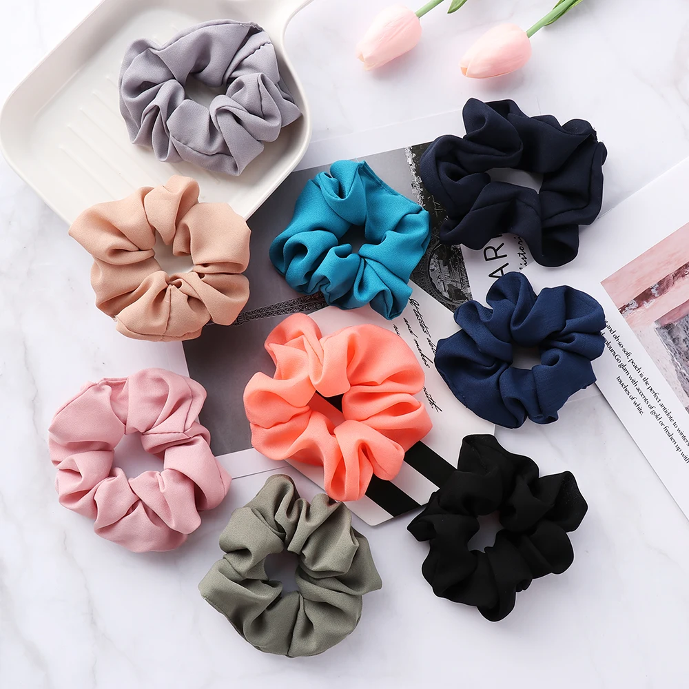 

36 Colors Women Fashion Scrunchie New Stripe Floral Solid Color Ponytail Holder Women Elastic Hairband Girls Hair Rope