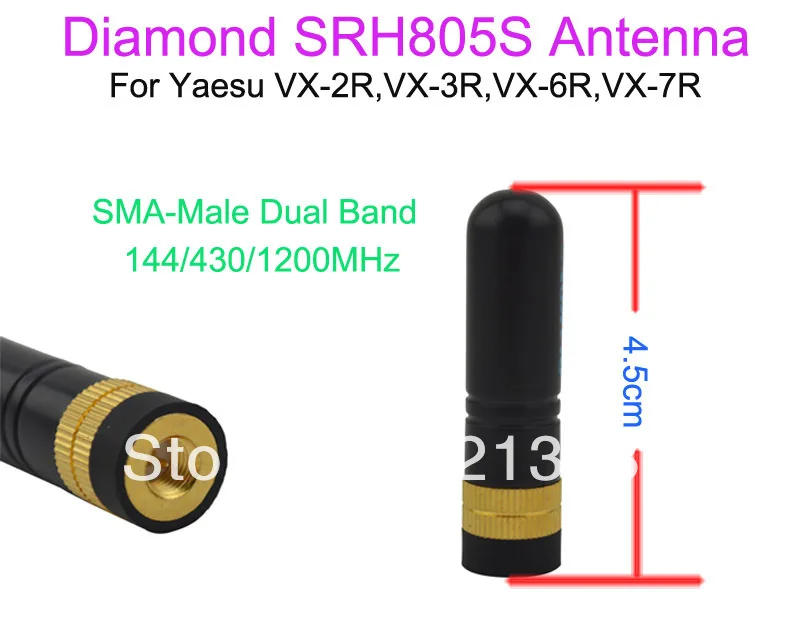 Sma-Maschio Dual Band 144/430/1200 Mhz Antenna Per Yaesu Vx-2R Vx-3R Vx-6R Vx-7R