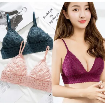 

Floral Lace Bra Women Lingerie Underwear Sexy Bralette Unlined Wireless Bra Femme Push Up Plus Size Bra with Panty