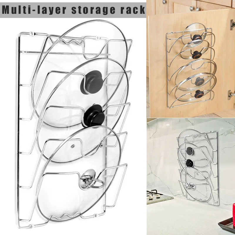 Крышка для кастрюли стеллаж монтируемый на стену горшок крышка Органайзер держатель кухонная стойка для аксессуаров de almacenamiento multicapa RT99
