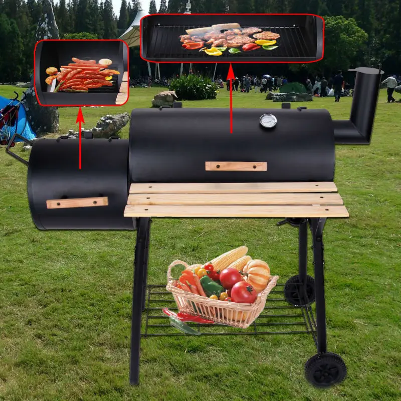 Ship From Usa Mountain Net Charcoal Barbecue Grill Bbq Offset Smoker Ship From Usa Mountain Net Charcoal Barbecue Grill Bbq Offset Smoker Outdoor Garden Patio Heat Oven Temperature Gauge W Wheel In Grills Home