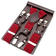 Мужские клетчатые подтяжки для взрослых, Женские Эластичные подтяжки y-образной формы, 6 зажимов, искусственная кожа, Leren rie, подарки на день отца, 120 см MBD8627