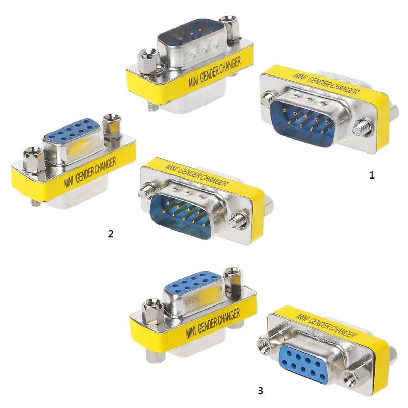 

2Pcs DB9 MINI Gender Changer Adapter 9Pin RS232 Com D-Sub VGA Plug Connect