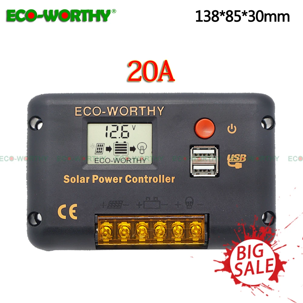 

20A LCD Solar Charge Controller Solar Power System LCD Dispaly High efficiency solar controller solar kit system