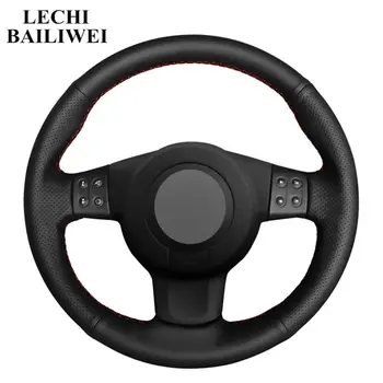 

Black Artificial Leather Steering Wheel Cover DIY Hand-stitched Car Steering Wheel Cover for Seat Ibiza 6L leon 2007 2008