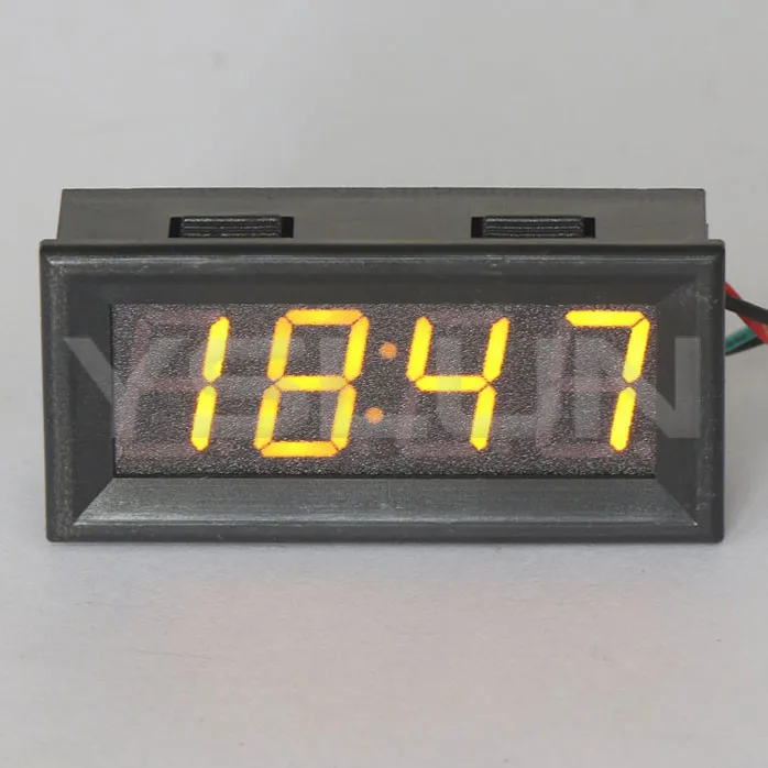 Clock Panel Meter DC 12V/24V Yellow LED Digital Clock 24 Hour Time Mode