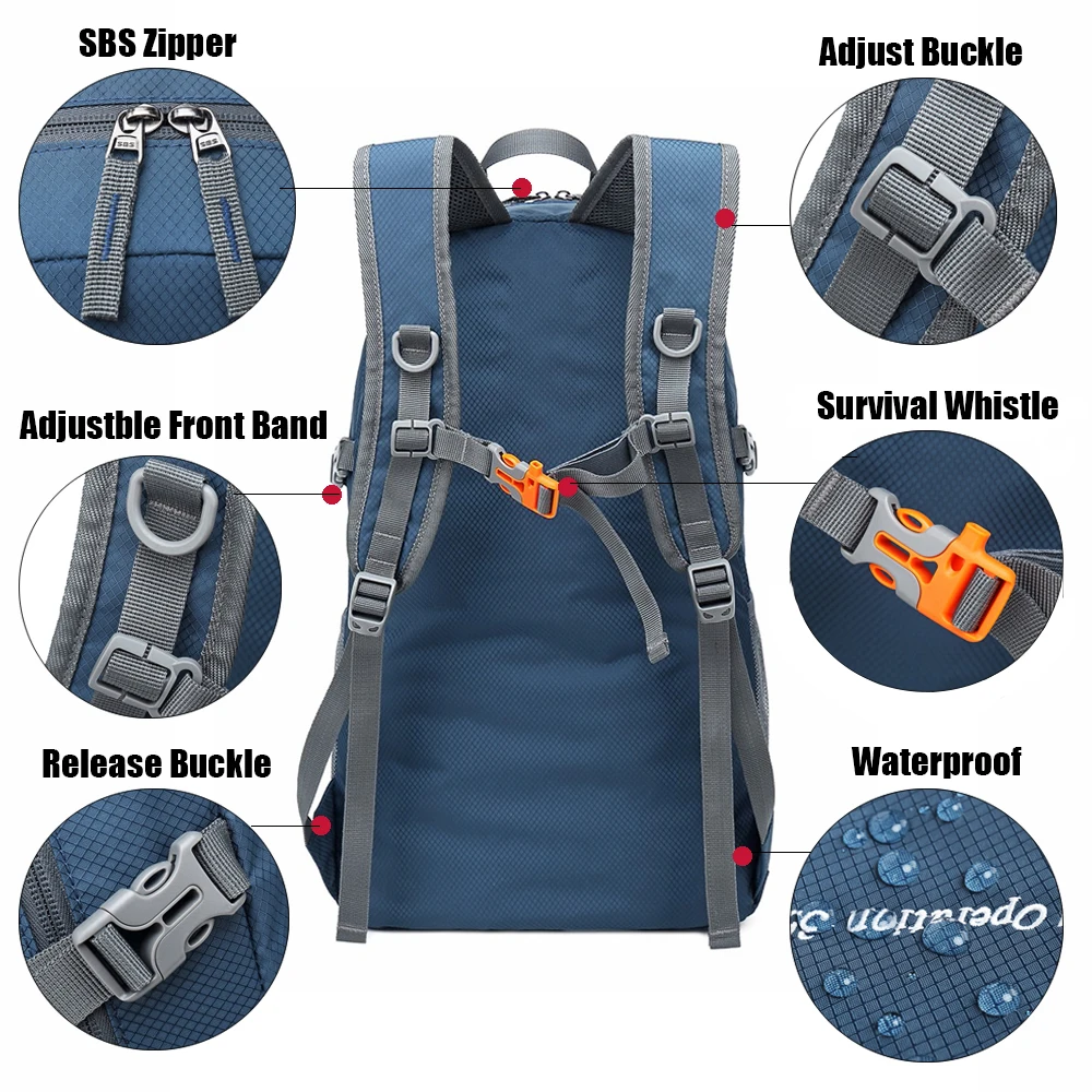 Складной Водонепроницаемый рюкзак 35Л легкий портативный рюкзак открытый большой нейлоновый пакет для кемпинга путешествия Туризм