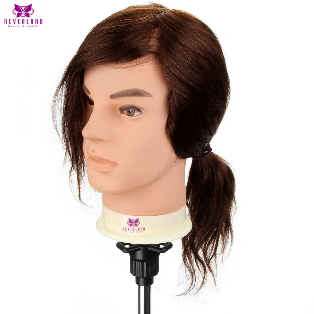 Brown Thick Hair Men Mannequin Head For Hairdressers Cutting