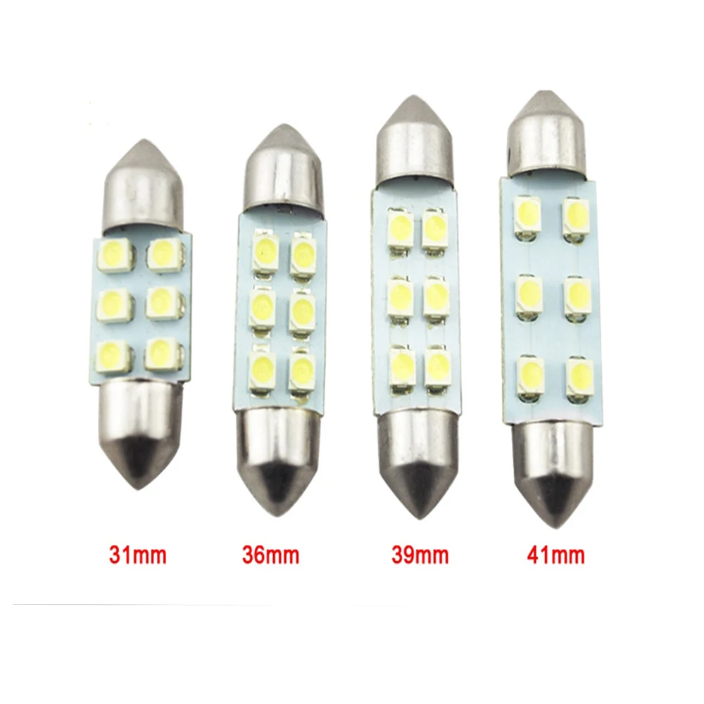 YSY 100X автомобильный светильник C5W 6 SMD светодиодный 10 шт. 31 мм 36 39 41 белый 3528 1210 6SMD LED