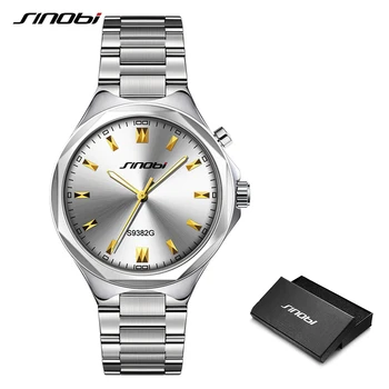 

SINOBI Men Wrist Watches Back Light Steel Watchband Top Brand Luxury Male Geneva Quartz Clock Hours Men Watch relogio masculino