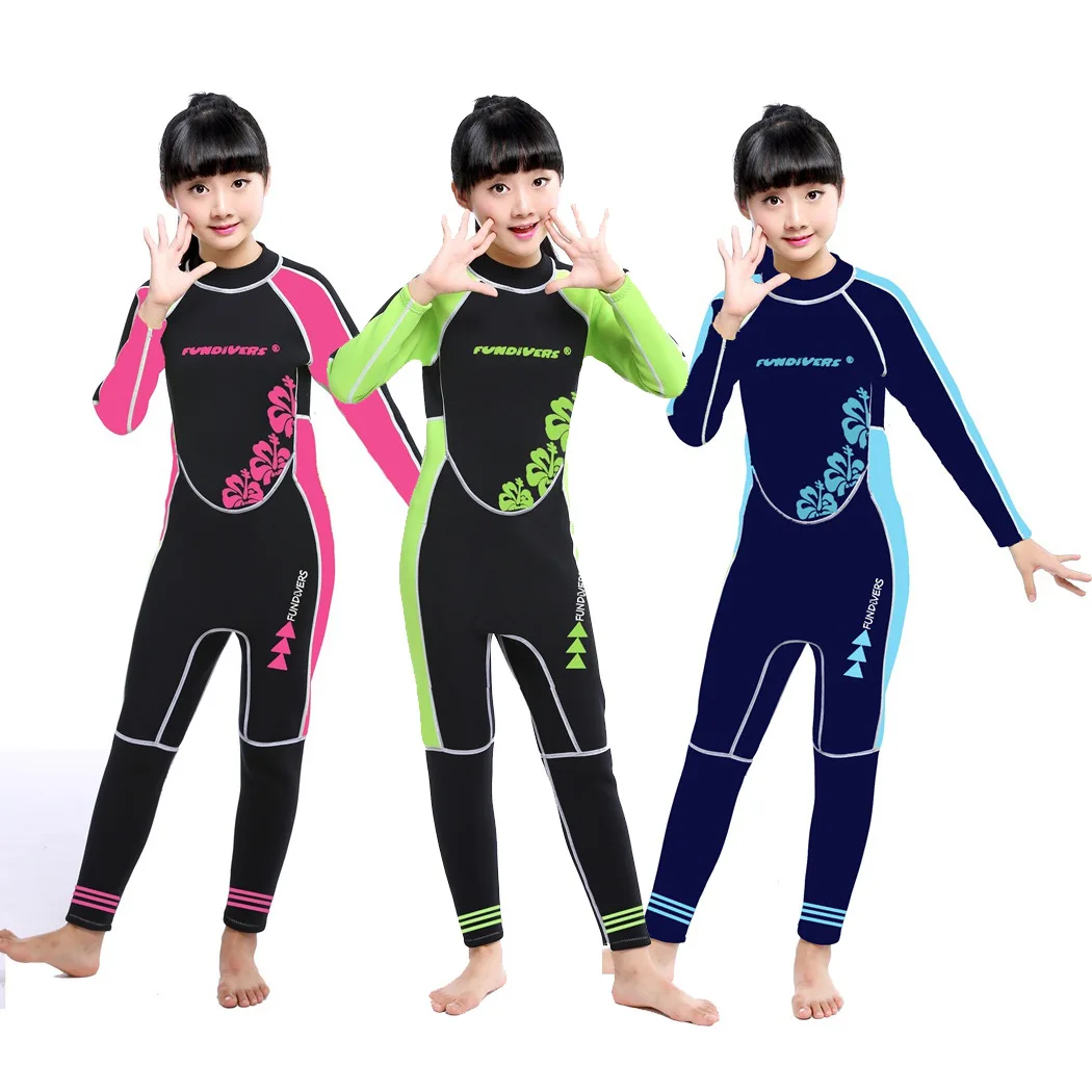 

2019 New Kids Diving Suit 2.5MM Neoprene Wetsuit Children For Boys Girls Keep Warm One-piece Long Sleeves UV Protection Swimwear