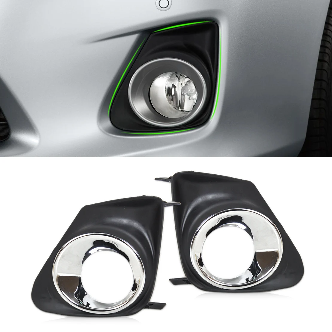 

DWCX Car Styling 2pcs Front Right + Left Bumper Fog Light Lamp Cover Grille Grill For Toyota Corolla 2011 2012 2013