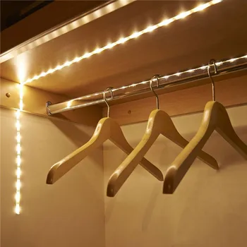 

1M 30LED Battery Sensor strip LED Light Battery Operated 1M LED Strip Light Wireless PIR Motion Sensor Wardrobe Cabinet Lamps