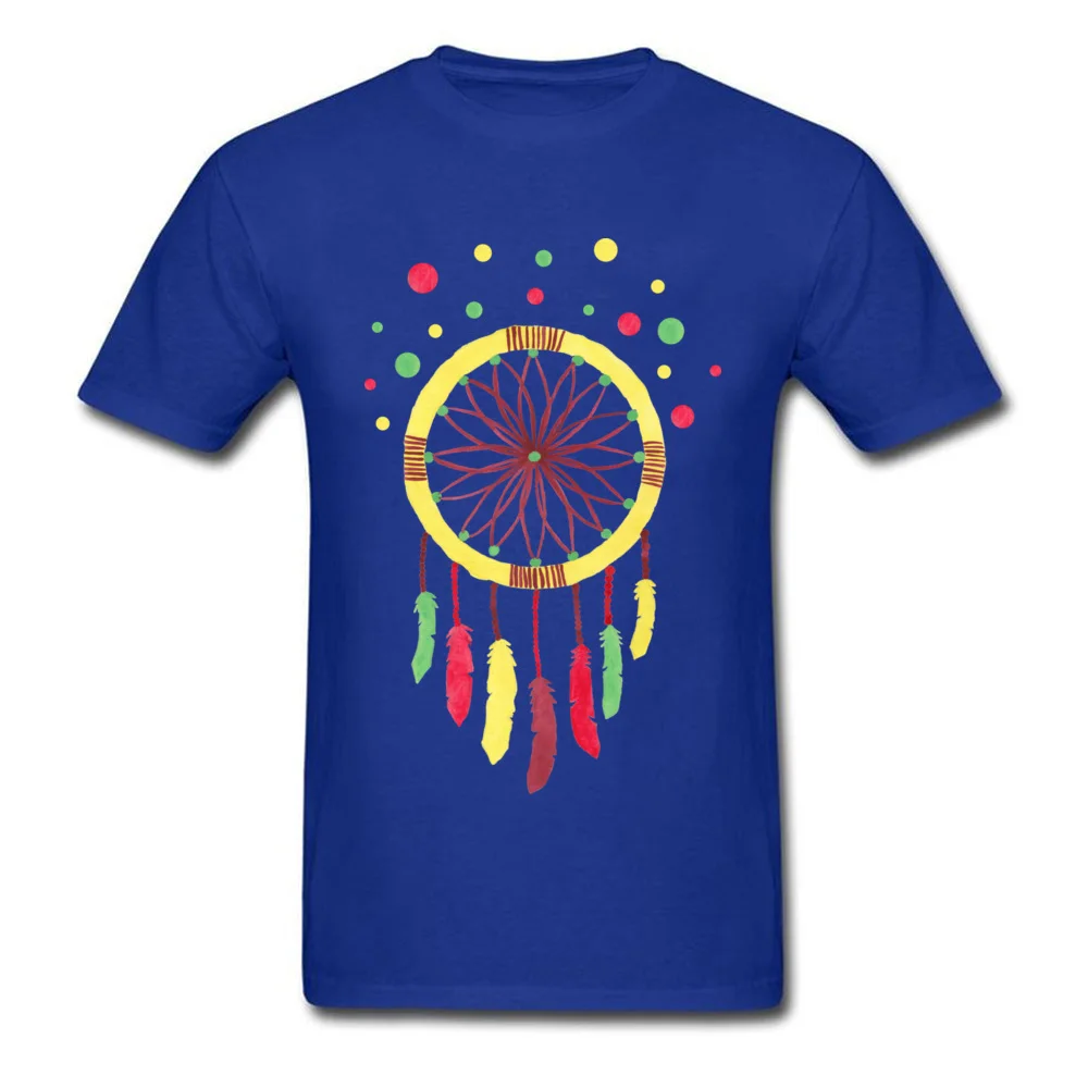 Rainbow Dreamcatcher T-Shirt for Men Casual Summer Tops Tees Short Sleeve Hot Sale Custom Tee-Shirts O Neck 100% Cotton Rainbow Dreamcatcher blue