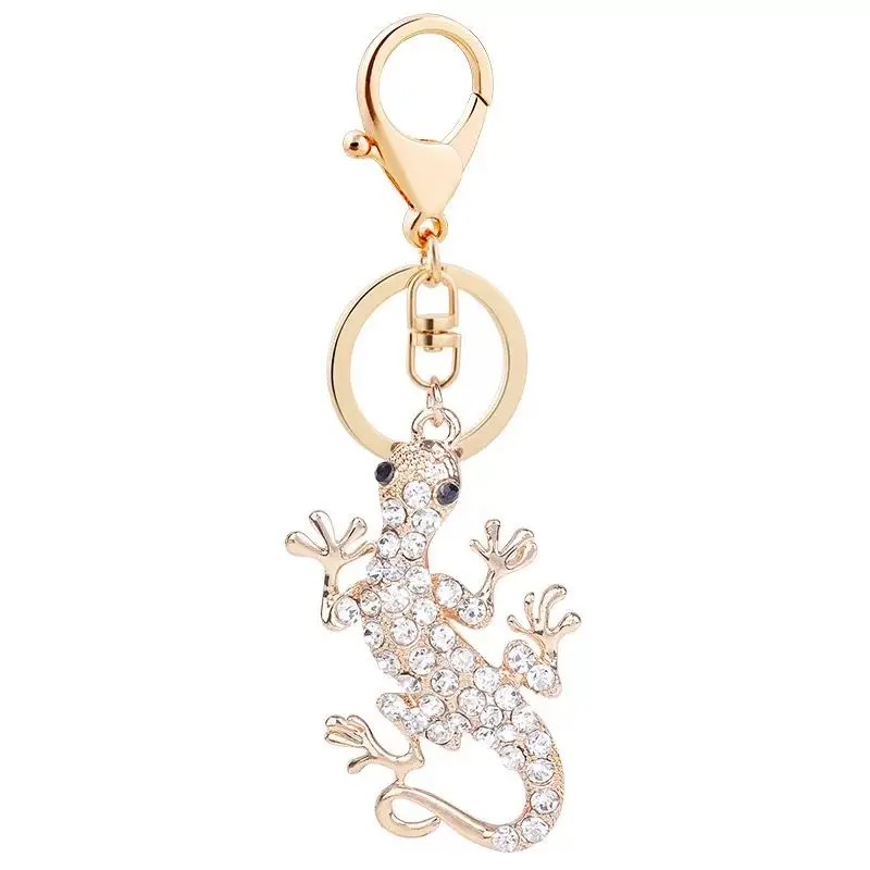 

New Creative Crystal Gecko Keychain Rhinestone Metal Gecko Car Keyring Female Bag Pendant Accessories key ring key chains