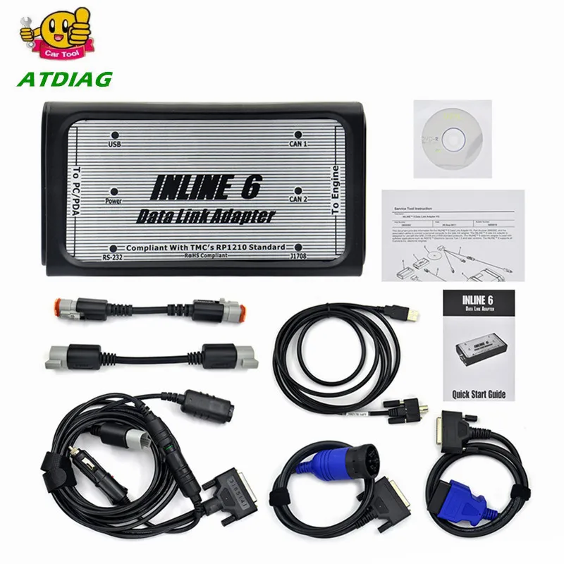 

Free Ship INLINE 6 Data Link Adapter Heavy Duty Diagnostic Tool Scanner Full 8 cable Truck Diagnostic interface inline6