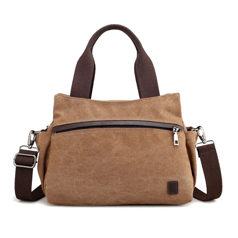Многофункциональный портативный из парусины Женская сумка через плечо сплошной цвет Высокое качество Повседневная Мягкая материал элегантная вместительная сумка - Цвет: brown