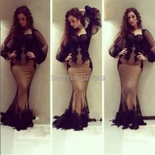 Дизайн Русалка Аппликация из кружевного тюля с длинным рукавом выпускное платье длиной до пола Соблазнительные вечерние платья