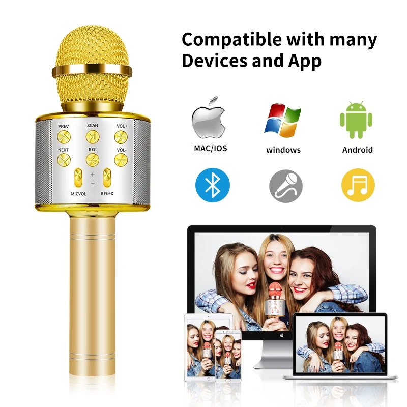 микрофон беспроводная Bluetooth чтобы петь для компьютера  в любое время можно