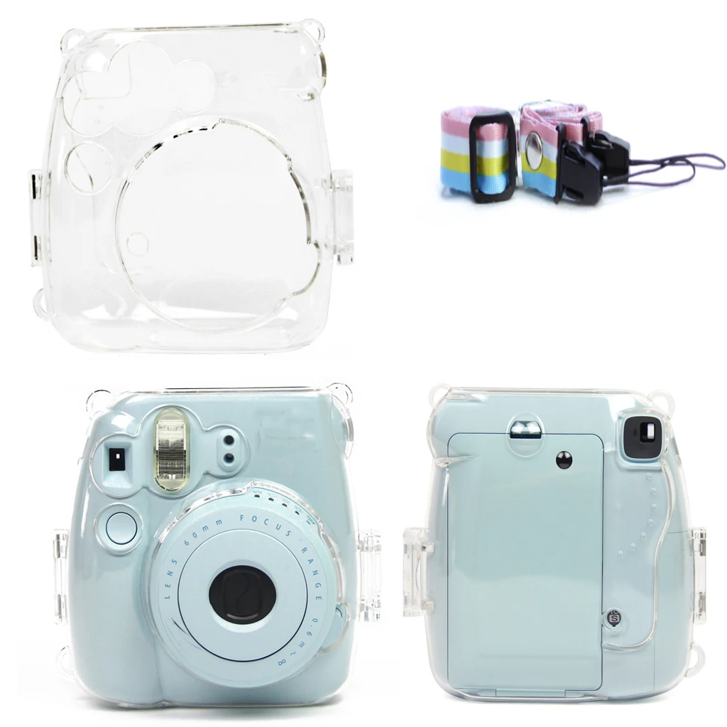 Perfectly Protect Your Camera. CAMERAPROTECTION/Protective Crystal Shell Case with Strap for FUJIFILM instax Mini 9 Mini 8 Color : Transparent Mini 8+ 