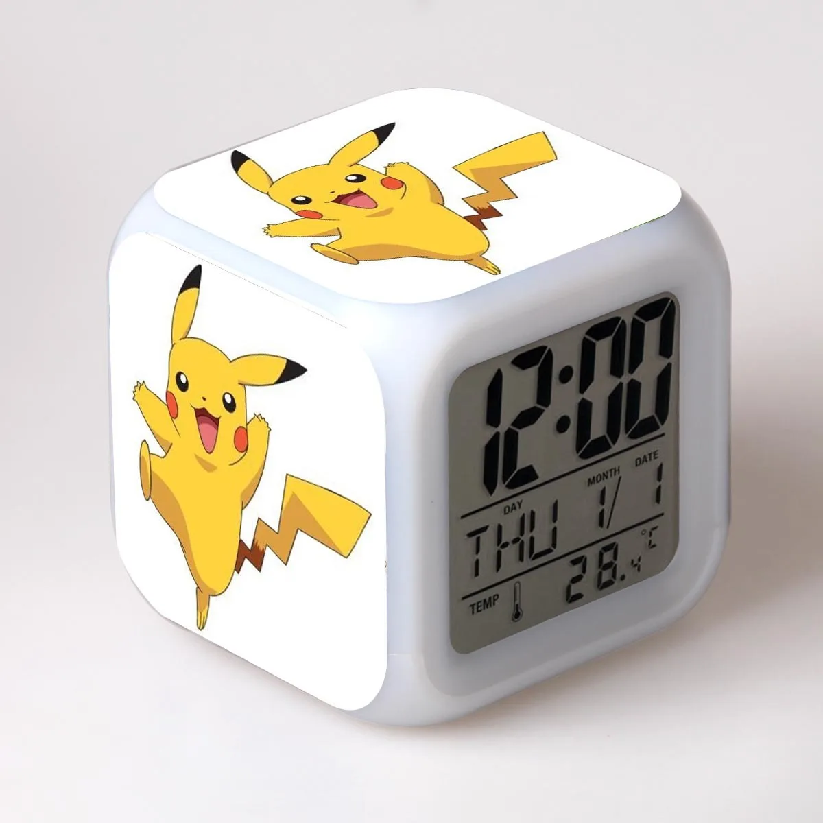 Pokemon цифровой светодиодный детский будильник карманные монстры милый мультфильм 3D наклейки многофункциональные электронные настольные часы подарок для детей - Цвет: 22